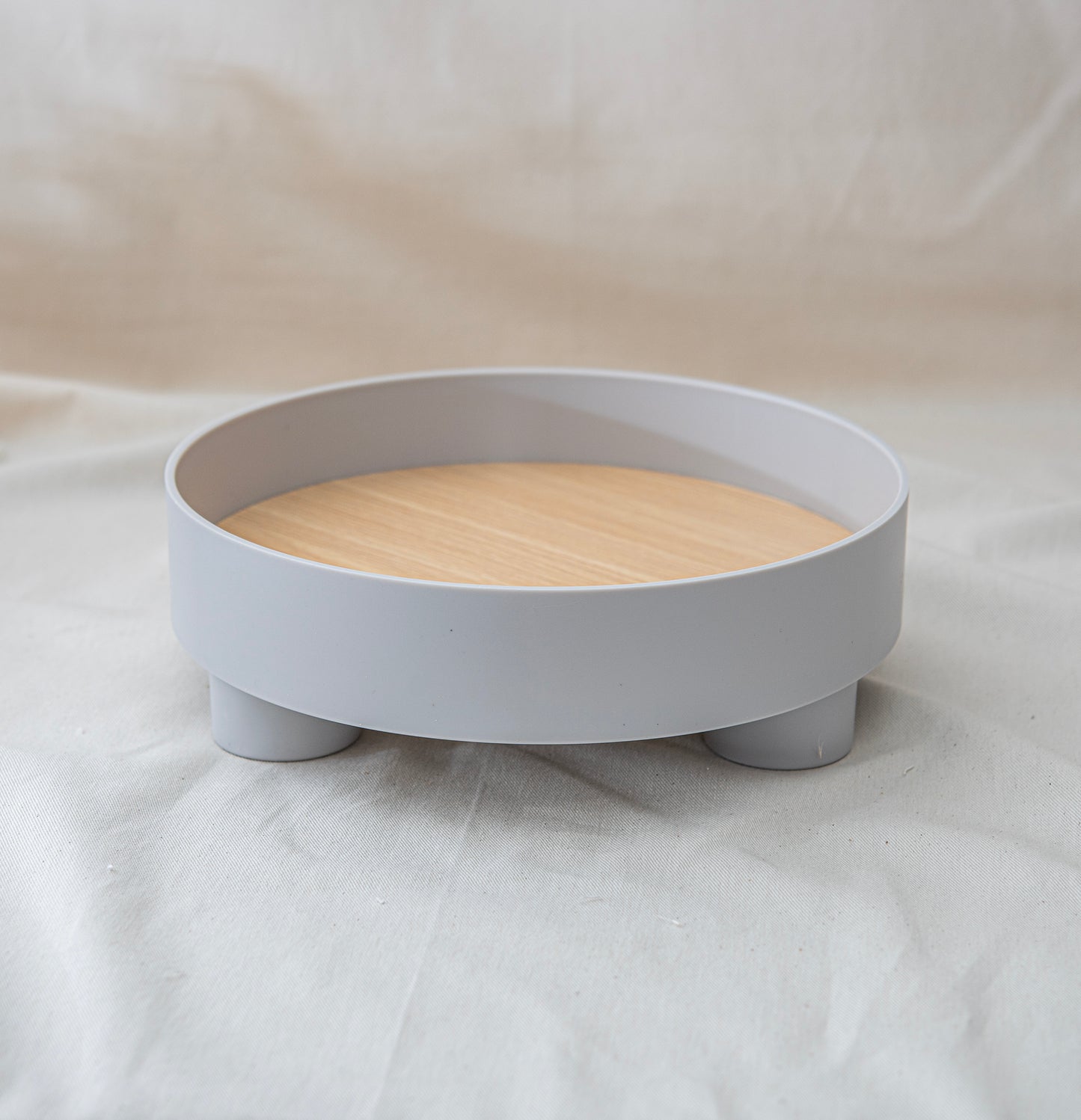Round Tray Wood Dove Grey