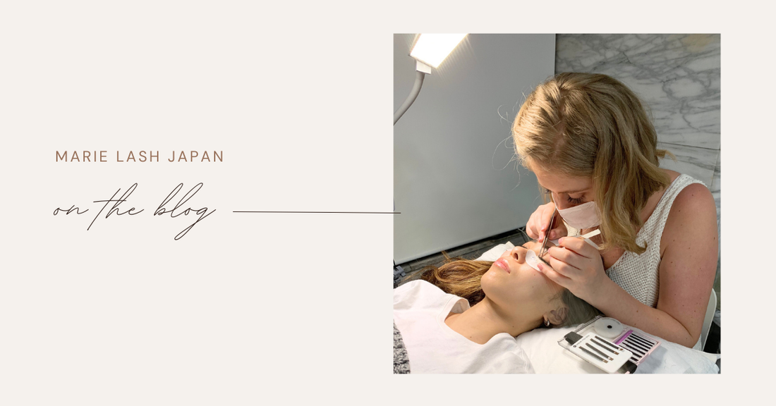 ラッシュピローを使用したまマツエク施術風景